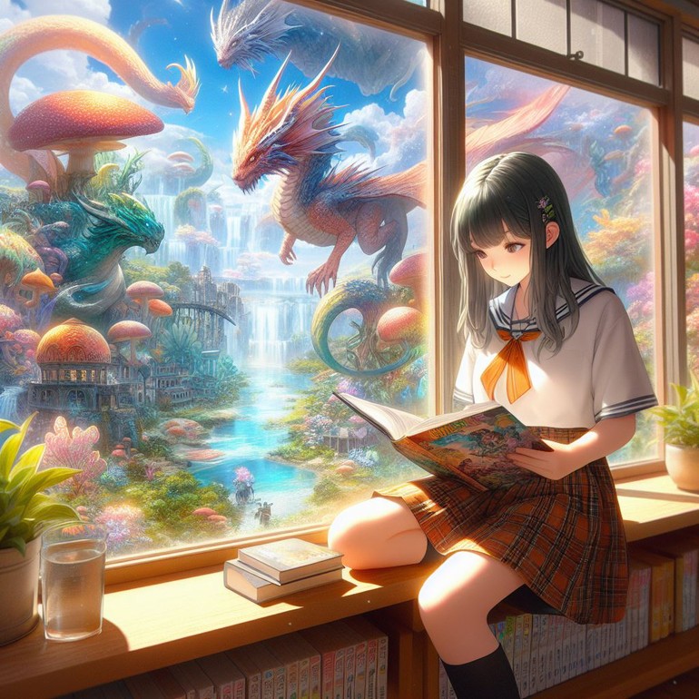 Une élève qui lit un manga