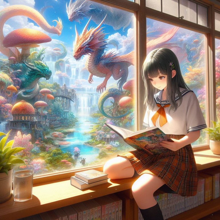 Une élève qui lit un manga