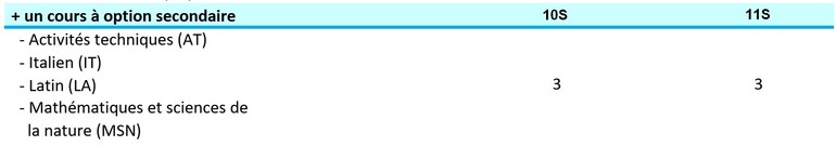 Cours à option secondaire