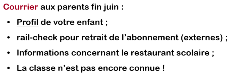 Informations aux parents