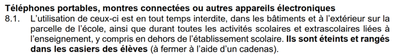 Les téléphones portables sont interdits à l'école