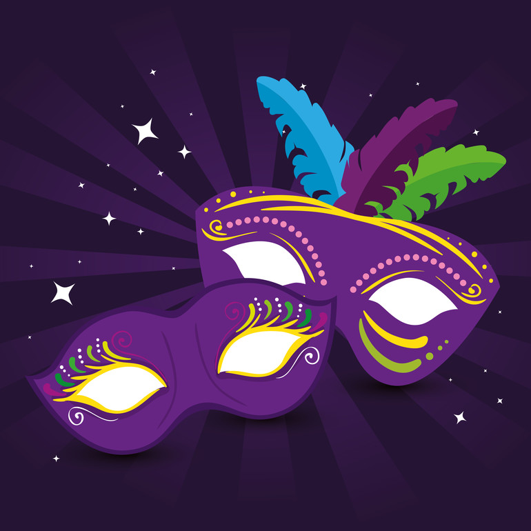 Mardi gras masks design, Party carnival decoration celebration festival holiday fun new orleans and traditional theme Vector illustration