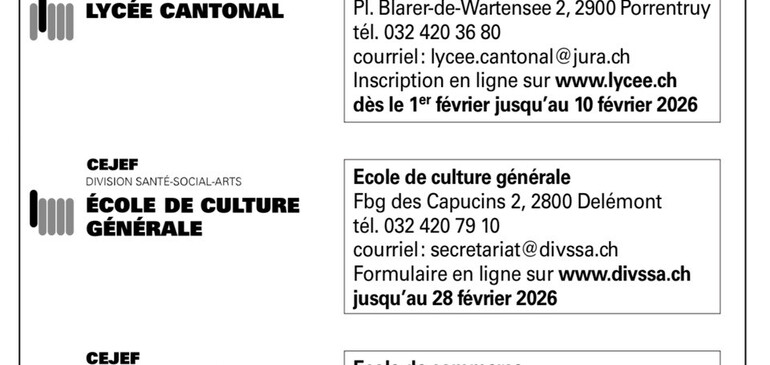 Délais d'inscription dans les écoles du secondaire 2