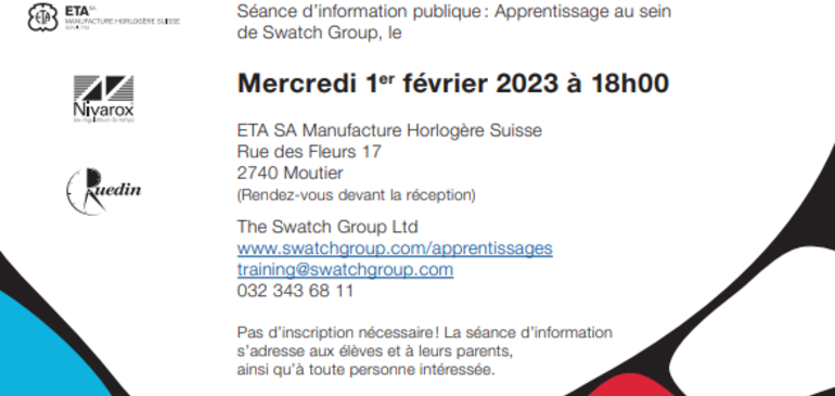 Séance d'information sur les apprentissages Swatch Group